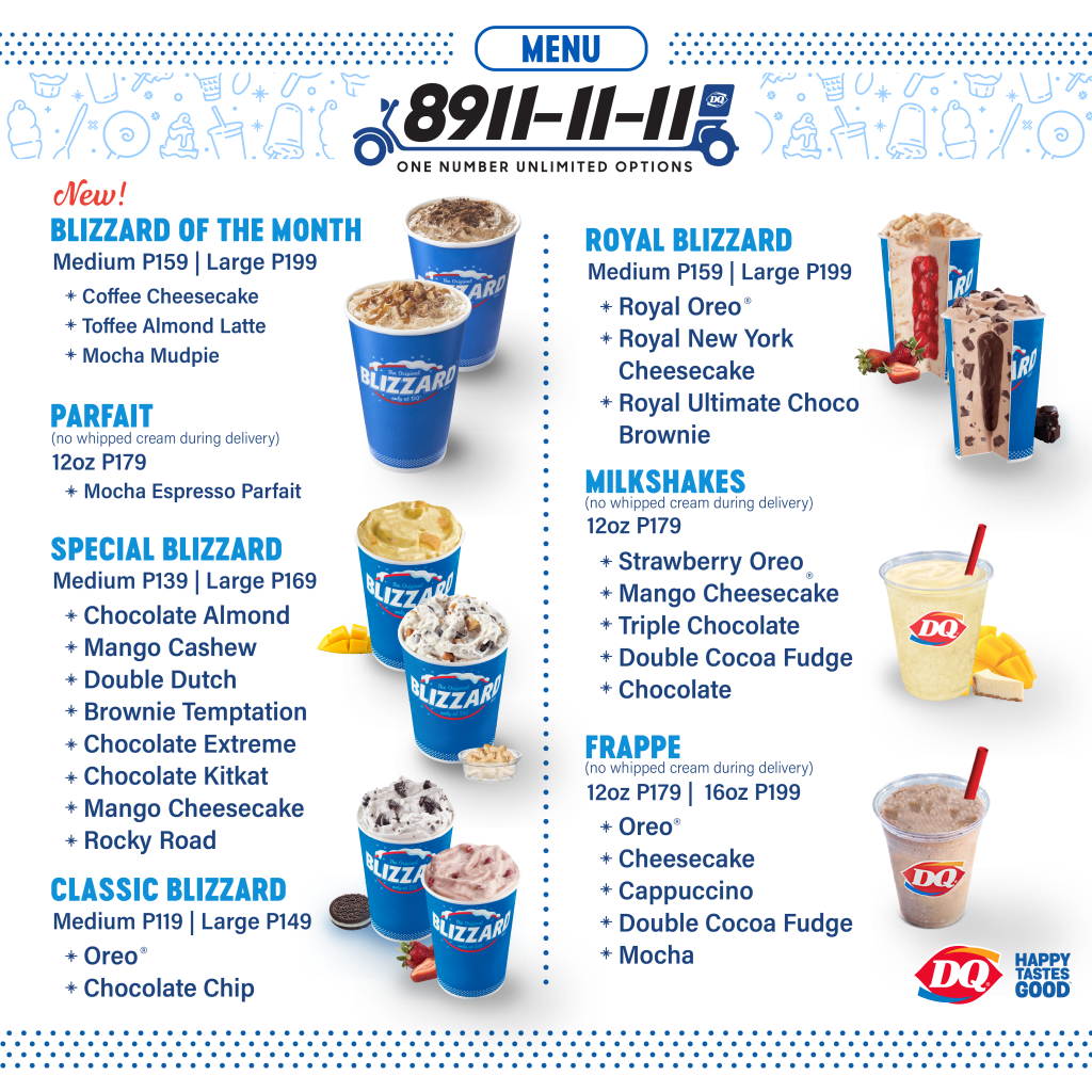 Dairy Queen Philippines Menu Summary